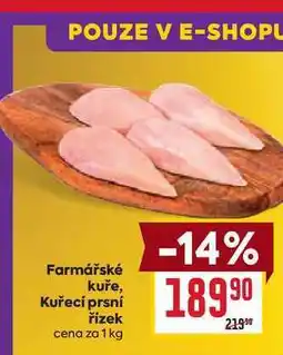 Billa Farmářské kuře, Kuřecí prsní řízek cena za 1 kg nabídka