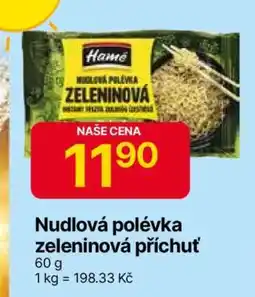 Hruška Nudlová polévka zeleninová příchuť nabídka