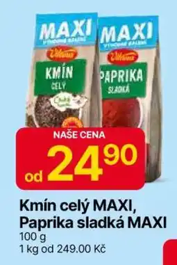 Hruška Kmín celý MAXI, Paprika sladká MAXI nabídka