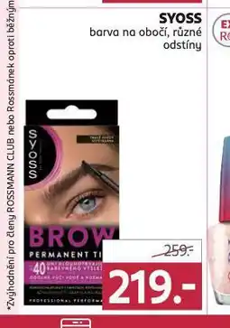 Rossmann Syoss barva na obočí nabídka