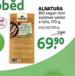 Rossmann Alnatura bio vegan mini salámek seitan a tofu nabídka