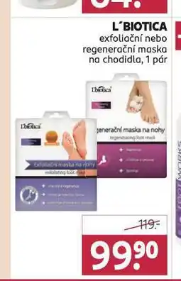 Rossmann L´biotica exfoliační nebo regenerační maska na chodidla nabídka