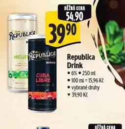 Albert Republica drink nabídka