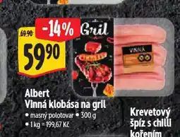 Albert Vinná klobása na gril nabídka