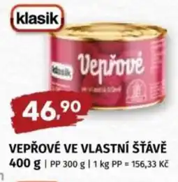 Coop Vepřové ve vlastní šťávě nabídka