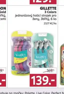 Rossmann Gillette 3 colors jednorázové holicí strojky nabídka