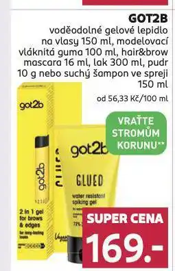 Rossmann Got2b voděodolné gelové lepidlo, modelovací guma, lak, pudr, suchý šampon nabídka