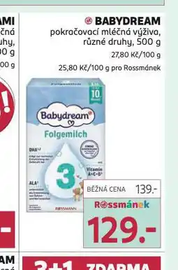 Rossmann Babydream pokračovací mléčná výživa nabídka