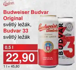 PLUS JIP Budweiser Budvar Original světlý ležák, Budvar 33 nabídka