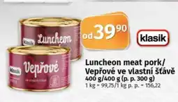 COOP TIP Luncheon meat pork/ Vepřové ve vlastní šťávě nabídka