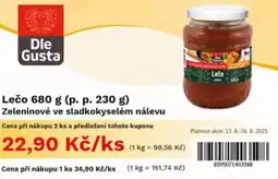 COOP TIP Lečo Zeleninové ve sladkokyselém nálevu nabídka