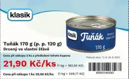 COOP TIP Tuňák Drcený ve vlastní šťávě nabídka