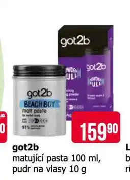 Teta Got2b matující pasta / suchý šampon / stylingová guma nabídka