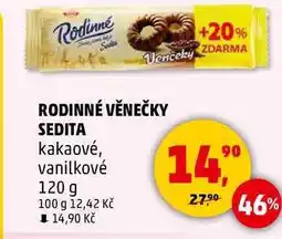 Penny Market RODINNÉ VĚNEČKY SEDITA kakaové, vanilkové, 120 g nabídka