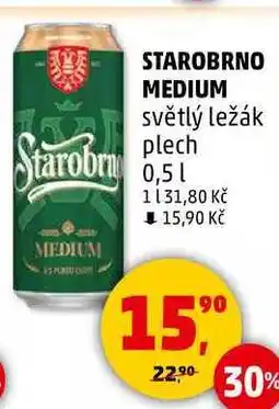 Penny Market STAROBRNO MEDIUM světlý ležák plech, 0,5 l nabídka