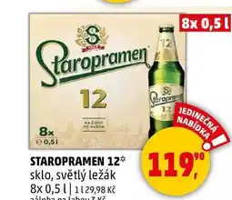 Penny Market STAROPRAMEN 12 sklo, světlý ležák, 8x 0,5 l nabídka