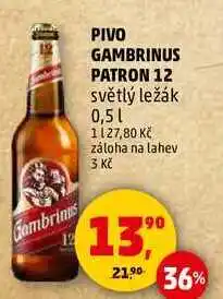 Penny Market GAMBRINUS PATRON 12 světlý ležák, 0,5 l nabídka