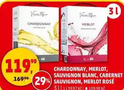 Penny Market CHARDONNAY, MERLOT, SAUVIGNON BLANC, CABERNET, 3 l nabídka