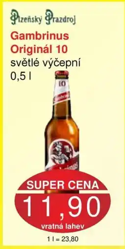 Jip Gambrinus Originál 10 světlé výčepní nabídka
