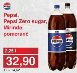 Jip Pepsi, Pepsi Zero sugar, Mirinda pomeranč nabídka