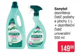 Teta Sanytol dezinfekce čistič podlahy a plochy 1 L + dezinfekční čistič univerzální 500 ml nabídka