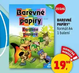 Penny Market BAREVNÉ PAPÍRY formát A4, 1 balení nabídka