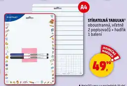 Penny Market STÍRATELNÁ TABULKA oboustranná, včetně 2 popisovačů + hadřík, 1 balení nabídka