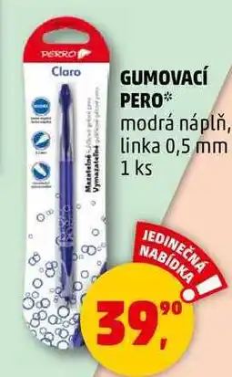 Penny Market GUMOVACÍ PERO modrá náplň, linka 0,5 mm, 1 ks nabídka