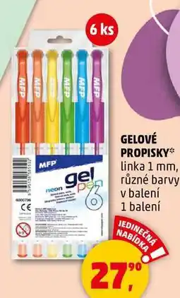Penny Market GELOVÉ PROPISKY linka 1 mm, různé barvy v balení, 1 balení nabídka