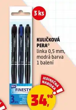Penny Market KULIČKOVÁ PERA linka 0,5 mm, modrá barva, 1 balení nabídka