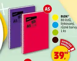 Penny Market BLOK 80 listů, linkovaný, různé barvy, 1 ks nabídka