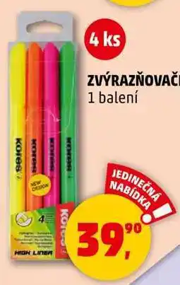 Penny Market ZVÝRAZŇOVAČE, 1 balení nabídka