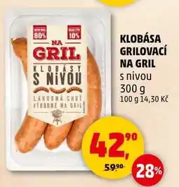 Penny Market KLOBÁSA GRILOVACÍ NA GRIL s nivou, 300 g nabídka