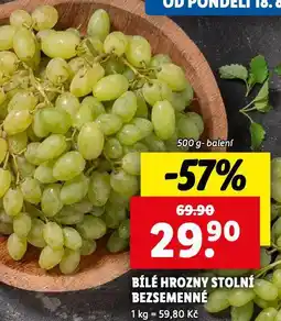 Lidl Bílé hrozny stolní bezsemenné nabídka