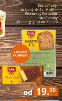Potraviny CZ Bezlepkový, krájený chléb, Muffin, Piškotový řez Schär nabídka