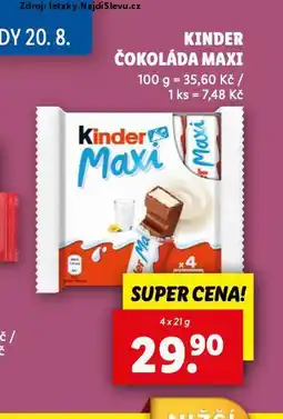 Lidl Kinder čokoláda maxi nabídka