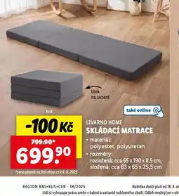 Lidl Skládací matrace nabídka