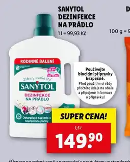 Lidl Sanytol dezinfekce na prádlo nabídka