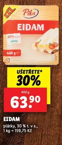 Lidl Eidam 30% plátky nabídka