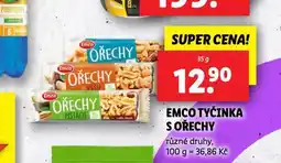 Lidl Emco tyčinka s ořechy nabídka