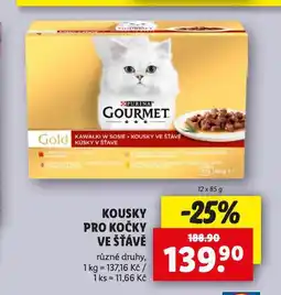 Lidl Gourmet kousky pro kočky ve šťávě nabídka