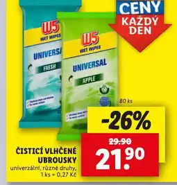 Lidl W5 čistící vlhčené ubrousky nabídka