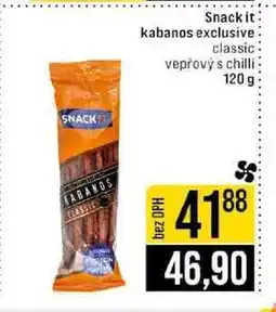 Jip Snack it kabanos exclusive classic vepřový s chilli 120 g nabídka