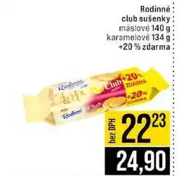 Jip Rodinné club sušenky máslové 140 g karamelové 134 g +20% zdarma nabídka