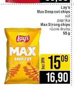 Jip Lay's Max Deep cut chips súl paprika Max Strong chips různé druhy 55 g nabídka