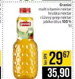 Jip Granini multivitamin nektar hruška nektar růžový grep nektar jablko džus 100% 1l nabídka