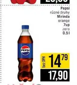 Jip Pepsi různé druhy Mirinda orange 7up zero 0,5l nabídka