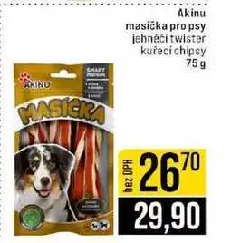 Jip Akinu masička pro psy jehněčí twister kuřecí chipsy 75g nabídka