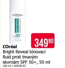 Teta L'Oréal Bright Reveal tónovací fluid proti tmavým skvrnám SPF 50+ nabídka