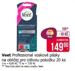 Teta Veet Professional voskové pásky na obličej pro citlivou pokožku nabídka